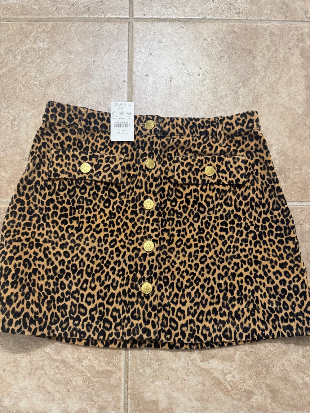 Crewcuts Leopard Print Button-Front Mini Skirt - corderory Brown/Black